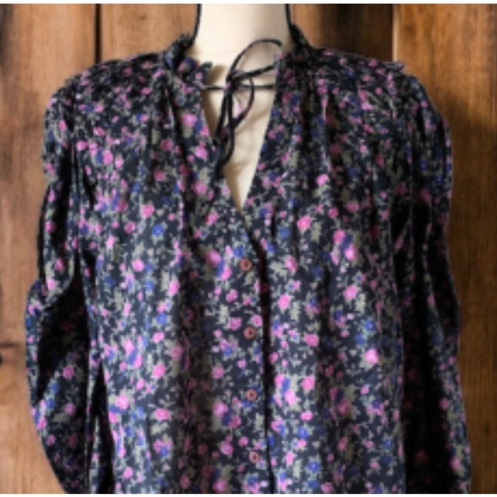 Free People Meant To Be Floral Cotton Blouse - Picture 11 of 13